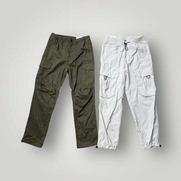 H&M Men’s Cargo Pants Lot of 2 Green & White , Grey - Size S - NWT - Picture 1 of 6